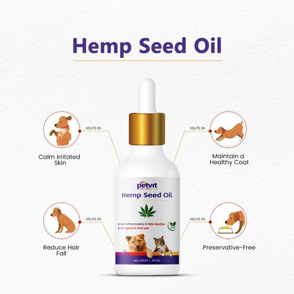 Petvit Hemp Seed Oil - All Breeds of Dogs & Cats 30 ml - Pet Grooming