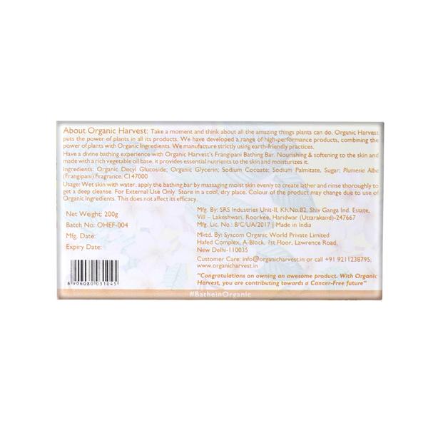 Organic Harvest Bathing Bar - Frangipani 200 gm - Soaps