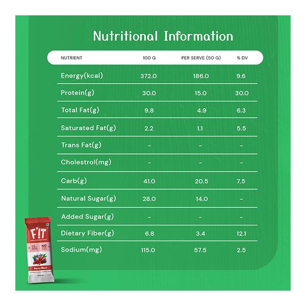 F'iT Complete Nutrition Bar - Berry Blast 50 gm - Nutritional Bars
