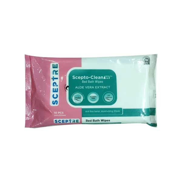 Sceptre Scepto Clean W Bed Bath Wipes - Aloe Vera Extract 10's - Tissues & Wipes