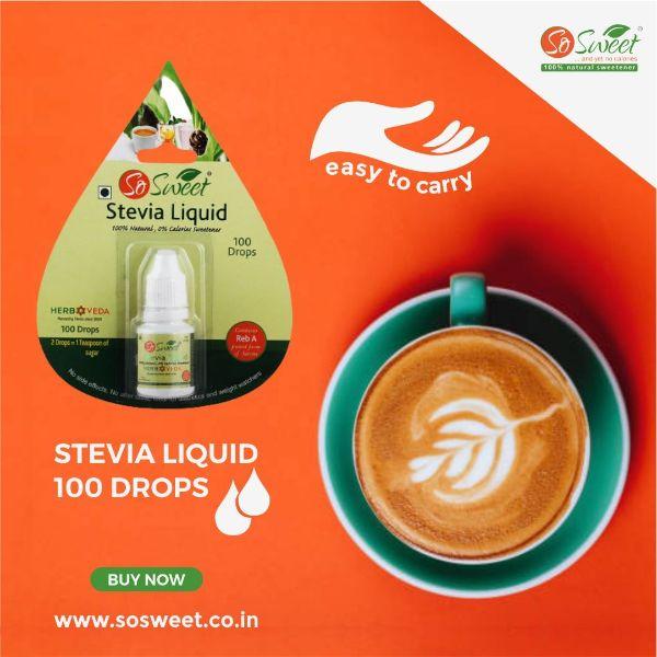 So Sweet 100% Natural Sugarfree Sweetener Stevia Liquid (Pack of 10) 1000 Drops 50 ml - Sugar Substitute