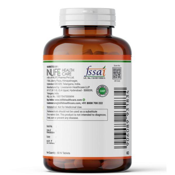 Inlife Natural Vitamin C + Zinc 1000 mg Tablet - Orange Flavour 60's - Vitamin C