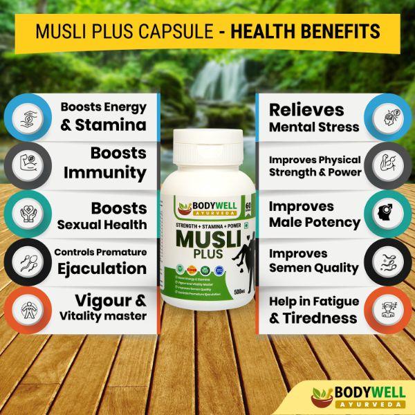 Bodywell Musli Plus 500 mg Veg Capsule 60's - Sexual Healthcare