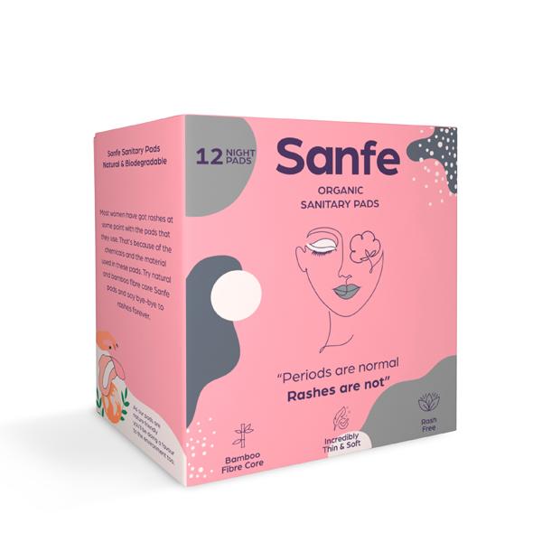 Sanfe Organic Sanitary Pads - Night Pads 12's - Sanitary Napkins