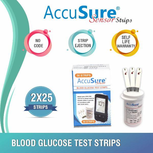 AccuSure Sensor Gluco Test Strip 50's - Blood Glucose Monitors/Strips