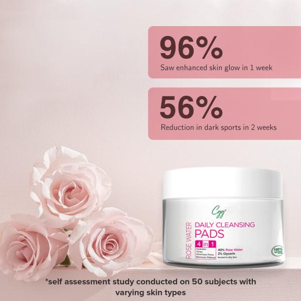 CGG Cosmetics Rose Water Daily Cleansing Pads- For Normal To Oily Skin 50's - Face Wash & Cleansers
