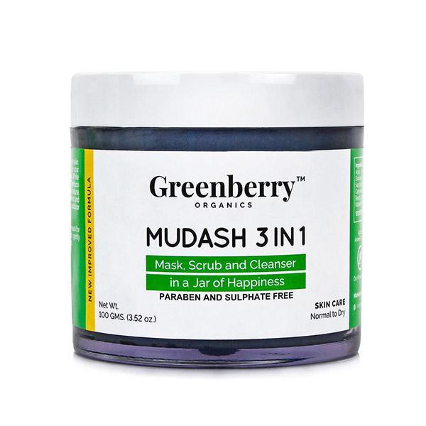Greenberry Organics Mudash 3-in-1 Mask, Scrub & Cleanser 100 gm