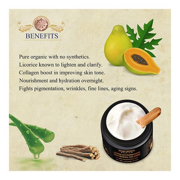 Bioayurveda Basics Licorice Anti-Pigmentation Night Renewal Face Creme 120 gm - Night Cream