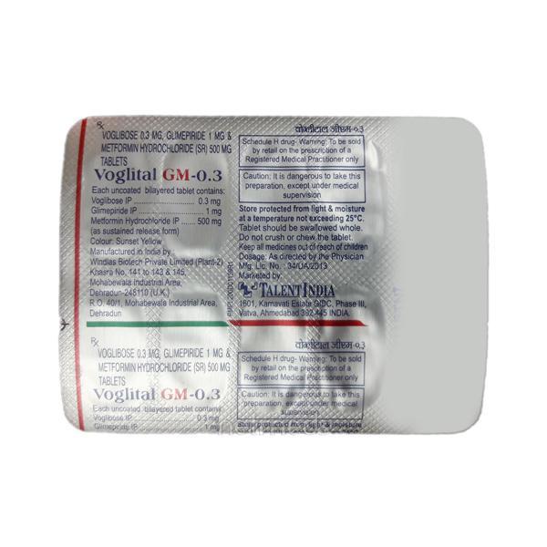 Voglital GM 0.3mg Tablet 10'S - Diabetes-Ant