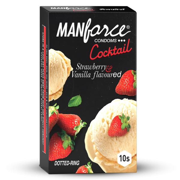 Netmeds | Manforce Cocktail Condoms - Strawberry & Vannila Flavoured 10's