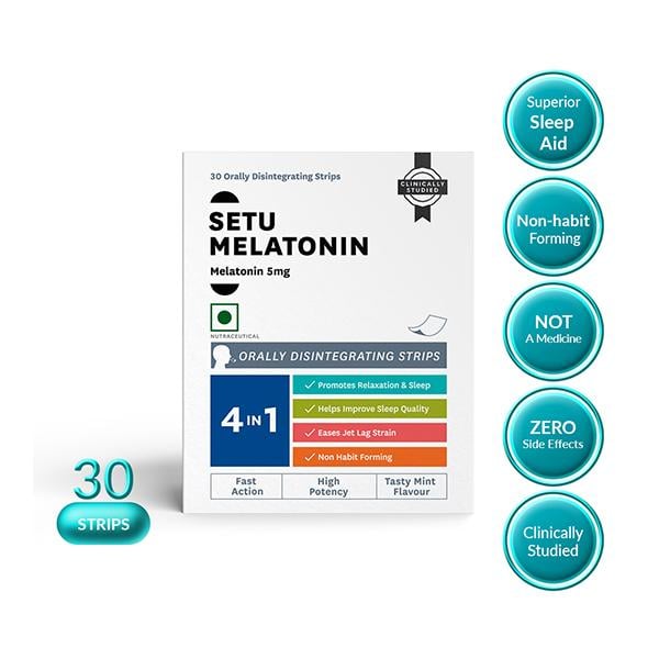 Netmeds | Setu Melatonin 5 mg Orally Disintegrating Strip - Mint Flavour 30's