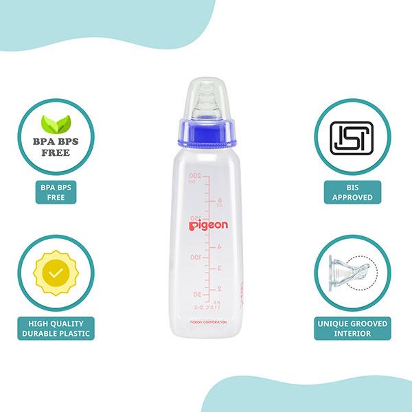 Pigeon Flexible 9+ Months PP Feeding Bottle - Blue 240 ml - Feeding & Nursing