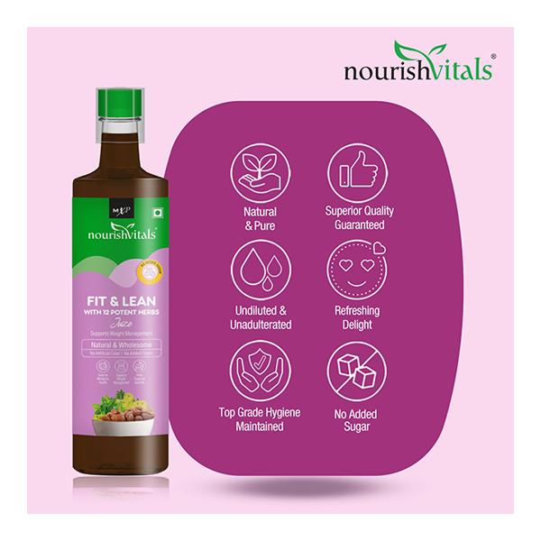 NourishVitals Fit & Lean with 12 Potent Herbs Juice 500 ml - Ayurvedic Juices