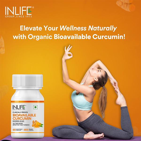 Inlife Bioavailable Curcumin 600 mg Vegetarian Capsules 60's - Herbal Dietary Supplement
