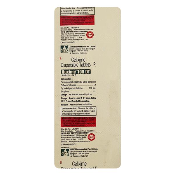 Auxime DT 100mg Tablet 10'S - Bacterial Infections-Cep