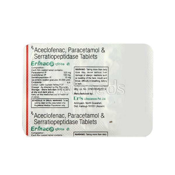 Erinac D Tablet 10'S - Pain relief-Nsa