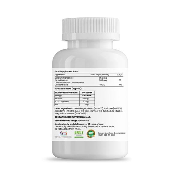 Natures Only Advanced Calcium 1250 mg & Vitamin D3 400 IU Chewable Tablets 60's - Multi-Vitamins