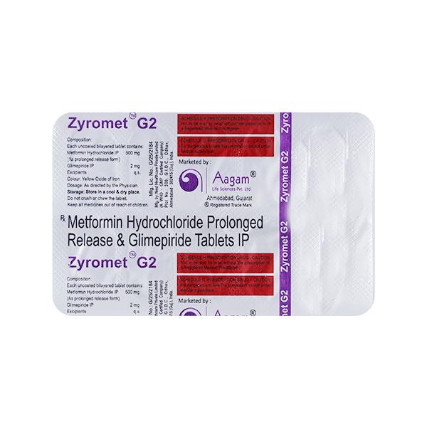 Zyromet G 2Mg Tablet 10's - Diabetes-Ant