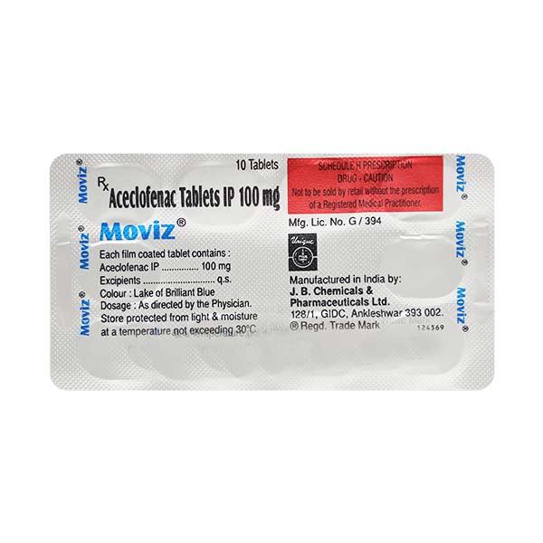Moviz 100mg Tablet 10'S - Pain relief-Nsa
