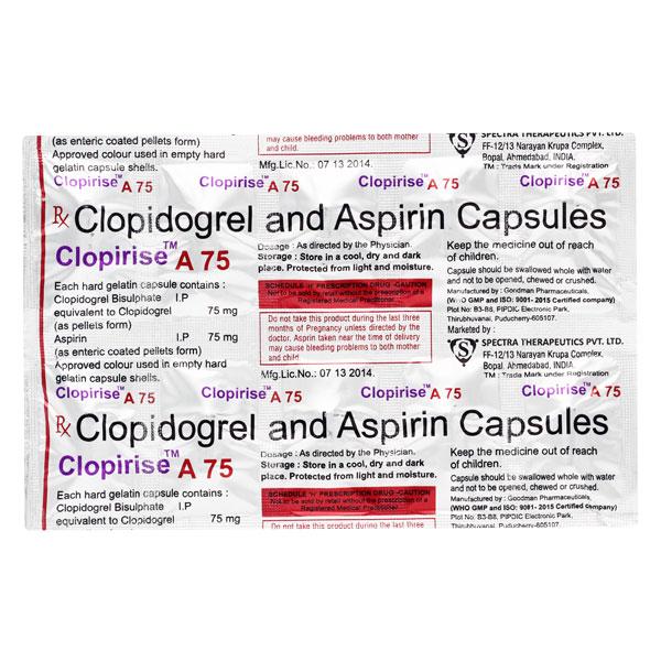 CLOPIRISE A 75 Capsule 10's - Blood Clot-Ant