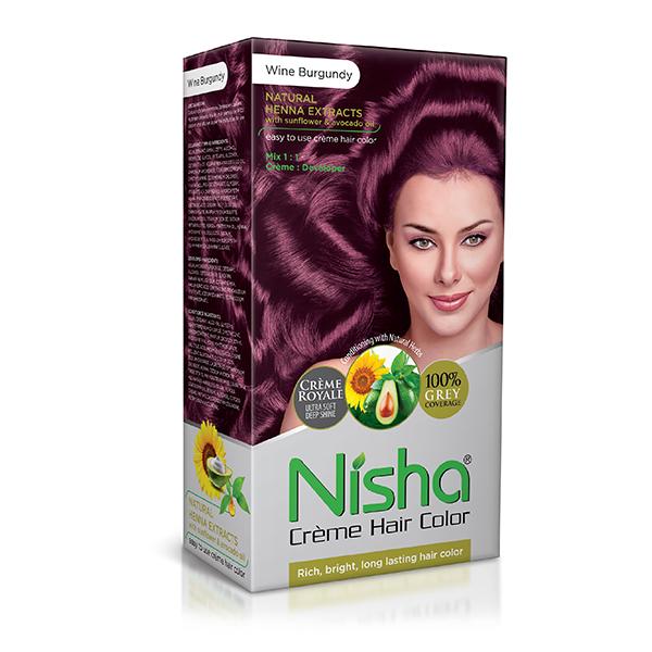 Nisha Creme Hair Color - Wine Burgundy 60 gm - Crème
