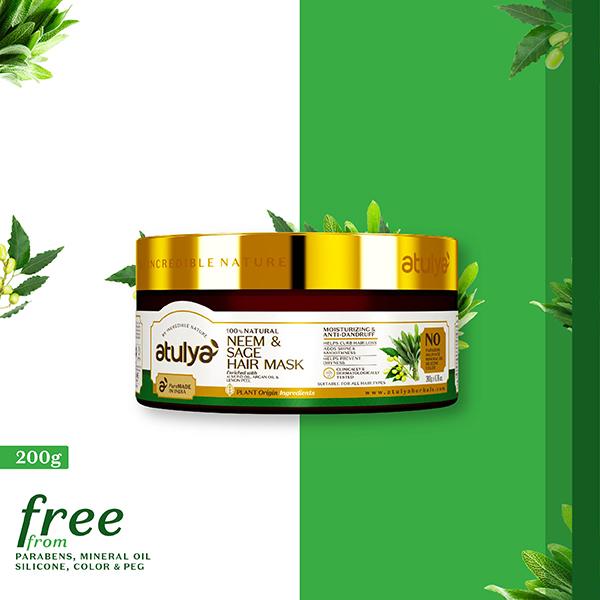Atulya Neem & Sage Hair Mask 200 gm - Hair Masks & Packs