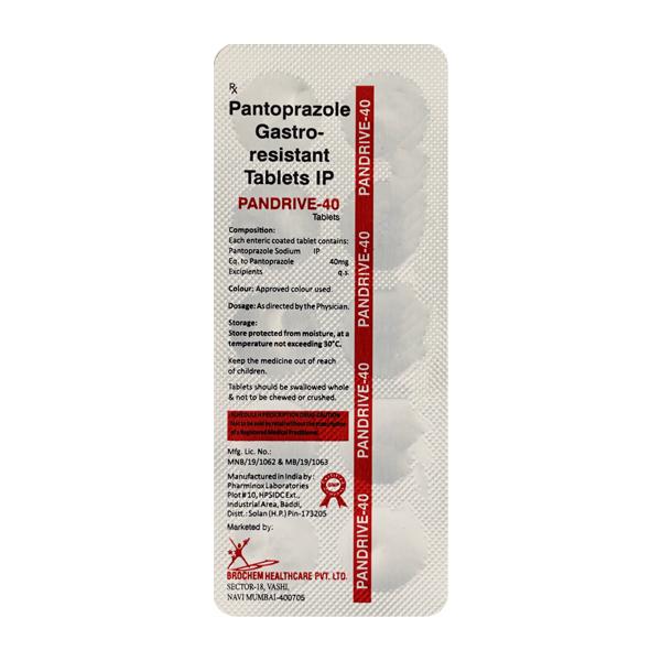 Pandrive 40mg Tablet 10'S - Ulcer/Reflux/Flatulence-Aaa