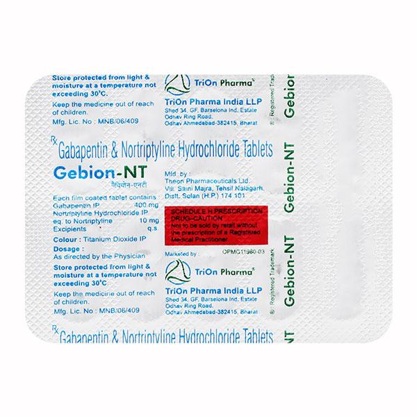 GEBION NT Tablet 10's - Neuropathic Pain-Dru