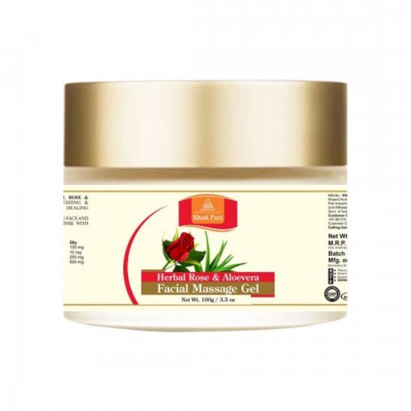 Khadi Pure Herbal Face Massage Gel - Rose & Aloevera 100 gm