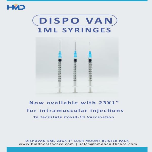 Dispovan Syringe 1 ml With 23G