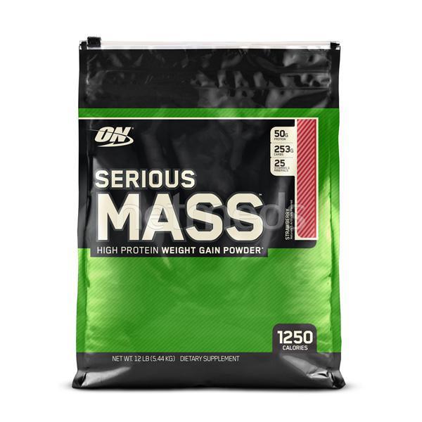 Optimum Nutrition (On) Serious Mass Strawberry Flavour 12Lb - Workout Essentials