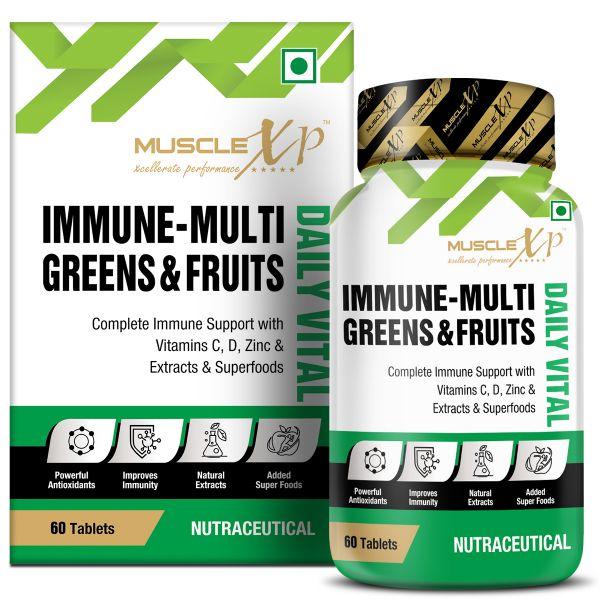 Netmeds | MuscleXP Immune Multi Greens & Fruits Daily Vital Tablet 60's