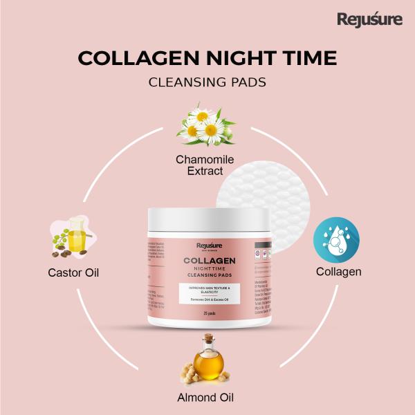 Rejusure Collagen Night Time Cleaning Pads 25's - Face Wash & Cleansers