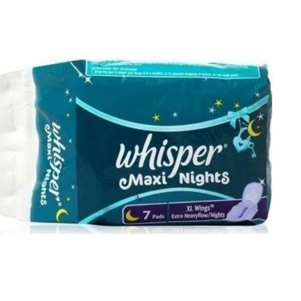 Whisper Maxi Nights Sanitary Pads for Women, XL, 7 Napkins 79 gm - Sanitary Napkins