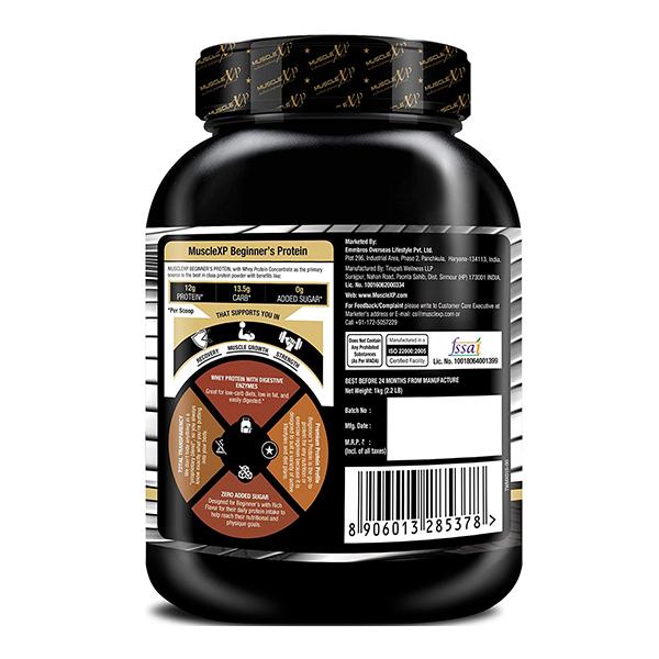 MuscleXP Beginner's Protein Powder - Double Chocolate Flavour 1 kg + Shaker 1's - Whey Proteins