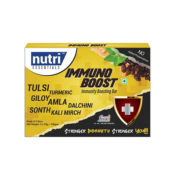 Nutri Essentials Immuno Boost Bar (Pack of 5 x 20 gm) - Nutritional Bars