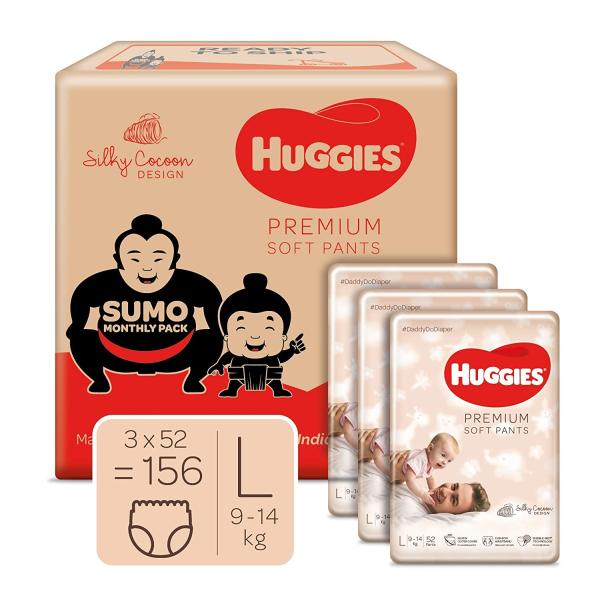 Huggies Premium Soft Diaper Pants (L) (Pack of 3 x 52's) - Diapers & Wipes