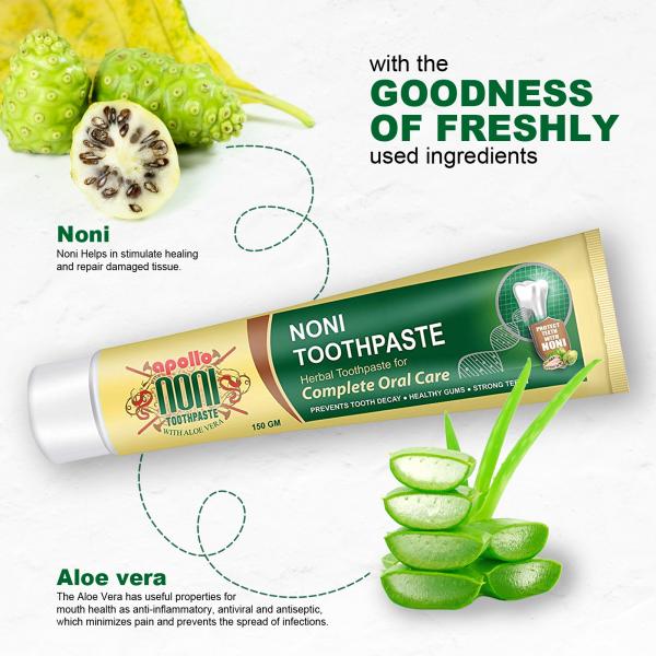 Apollo Noni with Alovera Complete Oral Care Toothpaste 150 gm - Toothpaste