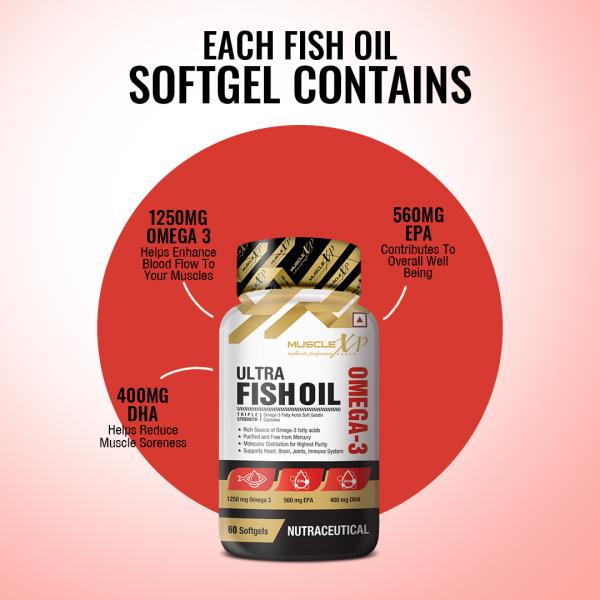 MuscleXP Ultra Fish Oil Triple Strength Omega 3 Capsule 60's - Omega Fish Oil Fatty Acids