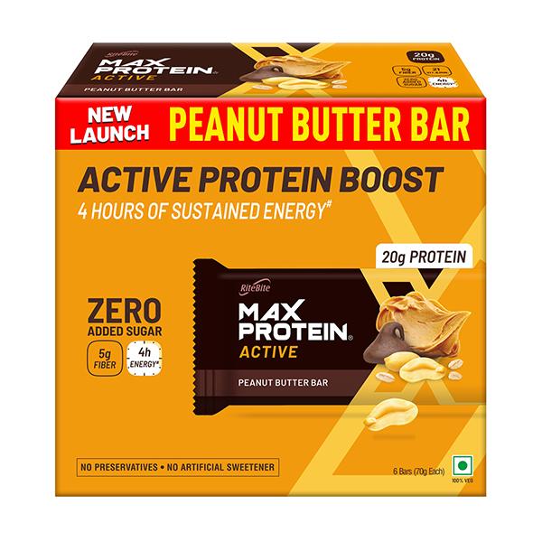 Netmeds | RiteBite Max Protein Active Peanut Butter Bar (Pack of 6 x 70 gm)
