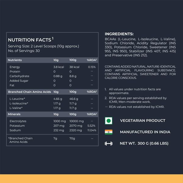 Nutrabay Gold BCAA Amino Acid Powder - Berry Blast Flavour 300 gm - Bcaa Supplements