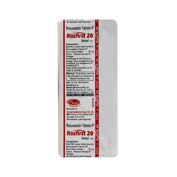 Rozfirst 20mg Tablet 10'S - High Cholesterol-Dys