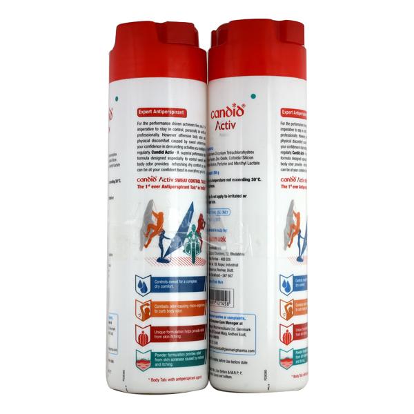 Candid Activ Sweat Control Antiperspirant Talc 250 gm BOGO - (1+1 Free) - Itching/Rashes