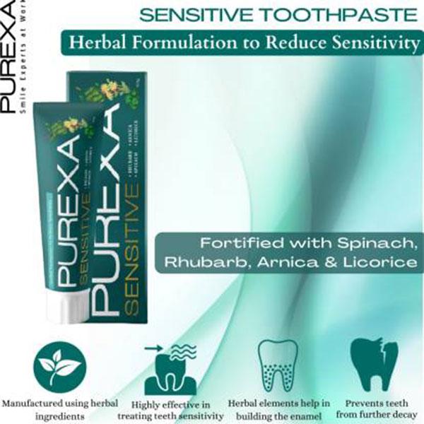 Purexa Herbal Sensitive Toothpaste 100 gm + Bamboo Toothbrush - Charcoal 2's - Toothpaste