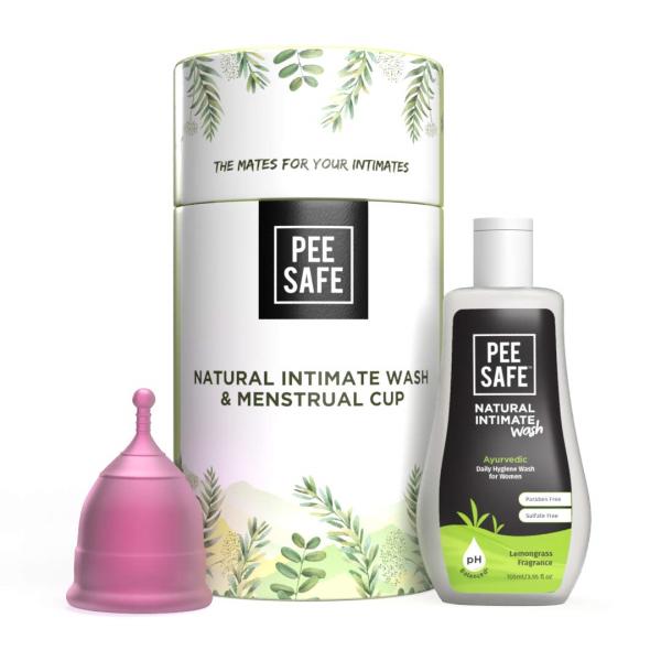 Pee Safe Natural Intimate Wash Liquid 105 ml + Menstrual Cup (S) - Menstrual Cups