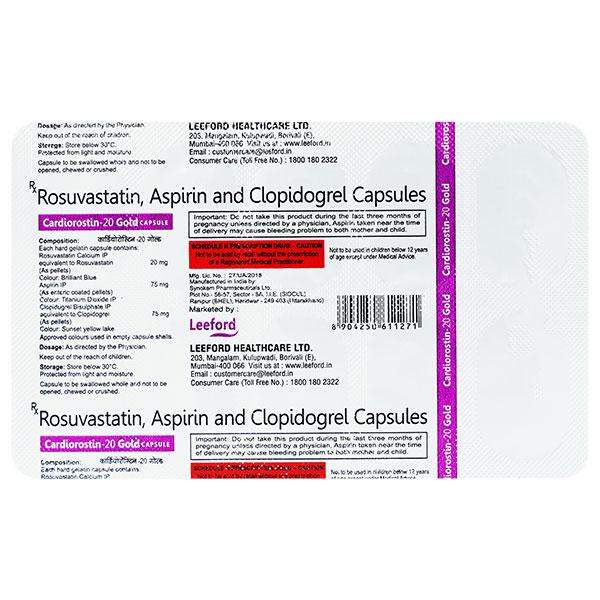 CARDIOROSTIN GOLD 20 Capsule 10's - Blood Clot-Ant
