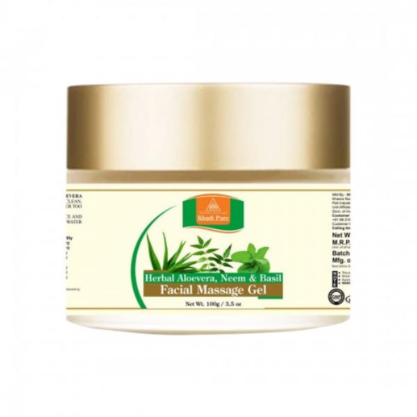 Khadi Pure Herbal Facial Massage Gel - Aloevera Neem & Basil 100 gm