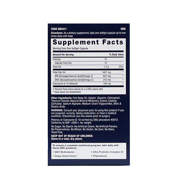 GNC Triple Strength Fish Oil 1400 with COQ10 Softgels 60's - Omega Fish Oil Fatty Acids