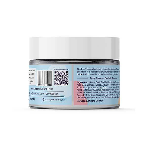Sanfe Underarm Detox Exfoliator Cream - Dead Sea Mud & Blue Sea Kale 50 gm - Scrubs & Exfoliants