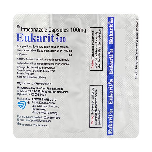 EUKARIT 100 Capsule 4's - Fungal Infections-Anf